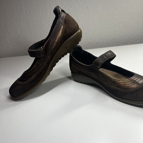 NAOT 37 US 6 Kirei Brown Leather Mary janes Comfort Casual Excellent - Picture 5 of 8